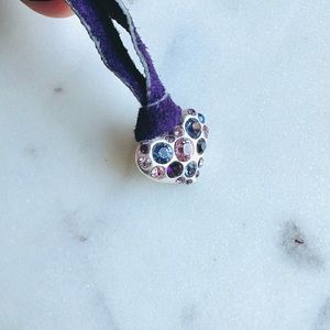 Vintage Gwen Rhinestone Heart Leather Chocker Necklace